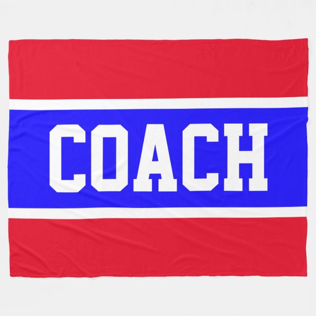 COACH Bold Bright Red Blue White Athletic Stripes Fleecedecke (Vorderseite (Horizontal))