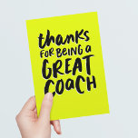 Coach danke Ihnen hellen nebelgelben Spaß Sport Karte<br><div class="desc">Danke, dass du ein toller Trainer bist! Diese stilvolle und lustige Karte ist eine großartige Möglichkeit, Ihre Wertschätzung für eine erfolgreiche Sportsaison zu zeigen. Der Hintergrund ist ein lebhaftes Neongelb mit klassischem Schwarz in einem stilvollen Schriftart. Im Inneren des Gebäudes finden Sie personalisierbaren Text und viel Platz für die Unterschrift...</div>