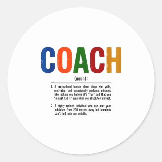 Coach Definition Coaches Gift Team Srts Tank Top  Runder Aufkleber (Vorderseite)