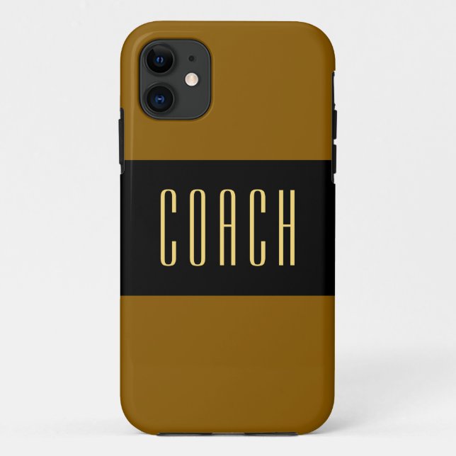 COACH Eleganter Text Breitbraune schwarze Streifen Case-Mate iPhone Hülle (Rückseite)