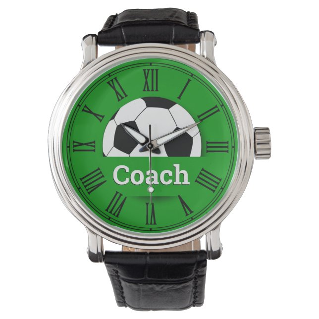 COACH Fußball, Fußballfan / individuelle Name Armbanduhr (Vorderseite)