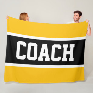 COACH Gelb Orange Schwarz Weiß Sportliche Streifen Fleecedecke