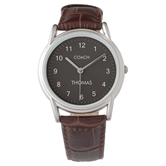 Coach Individuelle Name Typografie Personalisiert  Armbanduhr (Vorderseite)