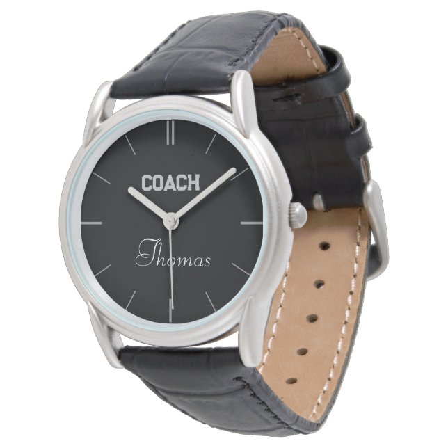Coach Individuelle Name Typografie Personalisiert  Armbanduhr (Schrägansicht)