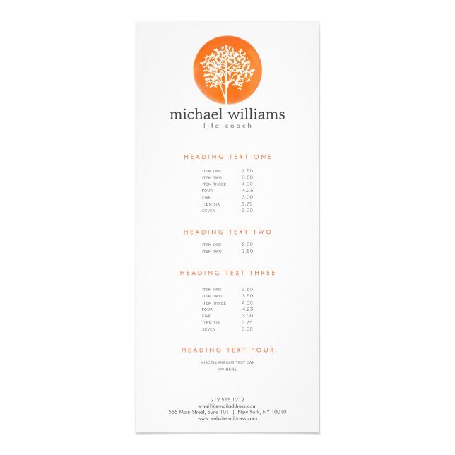 Coach Lebensbaum Orange Wasserfarbe, Ratgeber Werbekarte (Vorne)
