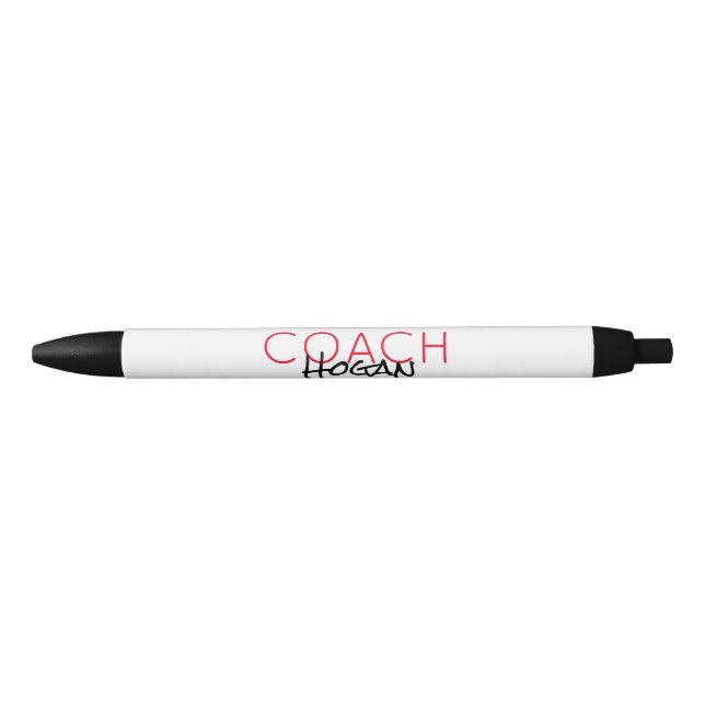 COACH NAME Custom text red black Sports Modern Kugelschreiber (Vorderseite)