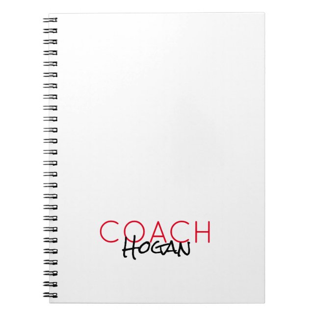 COACH NAME Custom text red black Sports Modern Notizblock (Vorderseite)