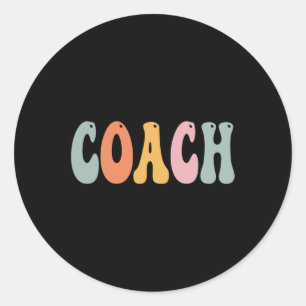 Coach Retro Groovy Vintag Frauen glücklich Erster  Runder Aufkleber