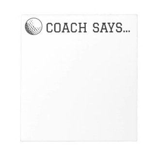 Coach sagt Golf Ball Notepad 5.5"x 6 Notizblock