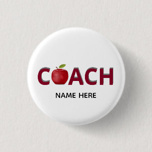 Coach-Text in Burgunderrot mit rotem Apfel Button
