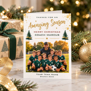 Coach Weihnachten Erstaunliche Saison Teamfoto Dankeskarte