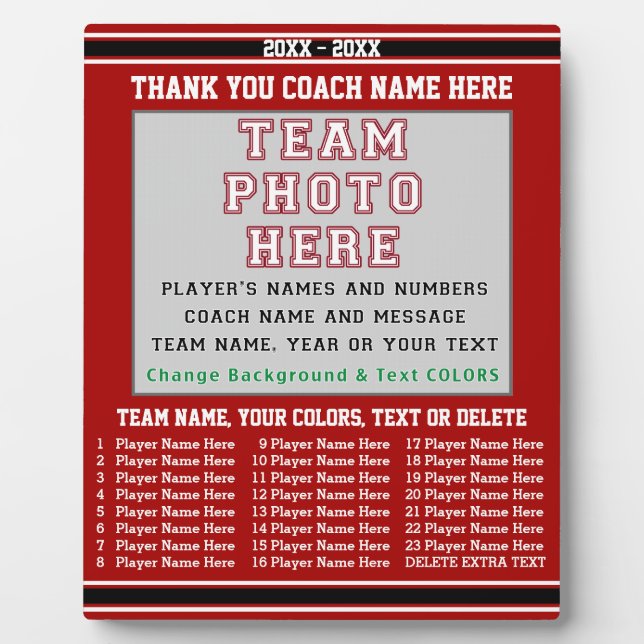 Coach-Wertschätzung gibt Foto, Text, Farben Fotoplatte (Vorderseite)
