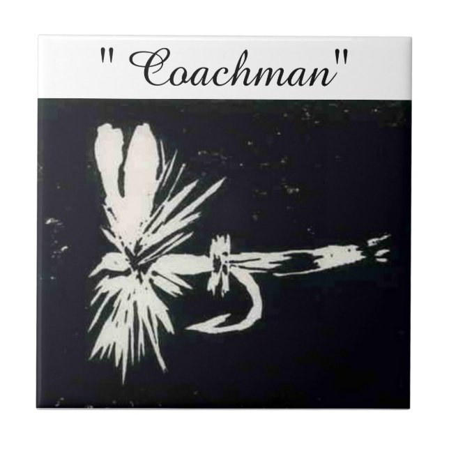 "Coachman" weiß auf schwarzen Forelle-Fliegenziege Fliese (Vorderseite)
