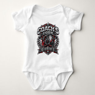 Coach's Code Metallic Fitness Emblem Logo Design Baby Strampler