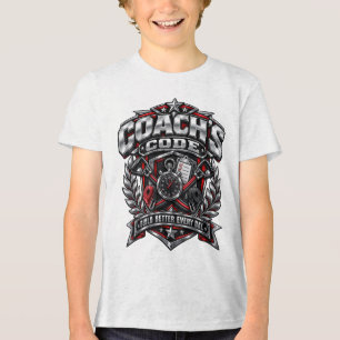 Coach's Code Metallic Fitness Emblem Logo Design Tri-Blend Shirt