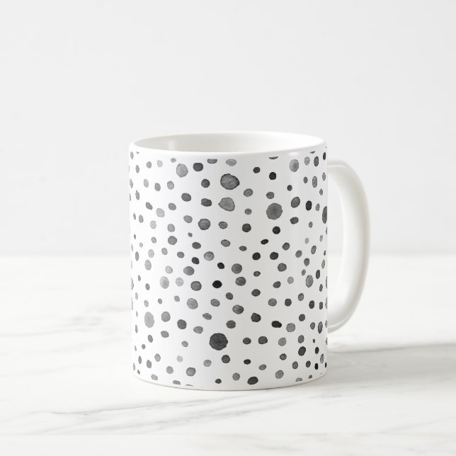 Coal Confetti Watercolor Dots Classic Tasse (VorderseiteRechts)