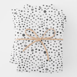 Coal Confetti Watercolor Dots Wrapping Paper Geschenkpapier Set