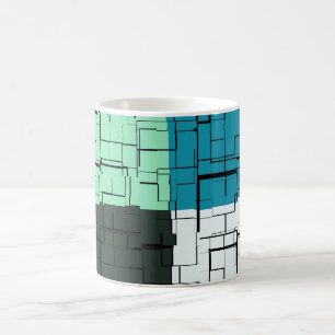 Coal White Aquamarin Green Aqua Blue Modern Patter Kaffeetasse