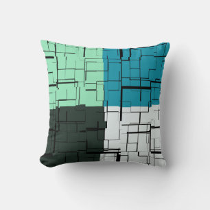Coal White Aquamarin Green Aqua Blue Modern Patter Kissen