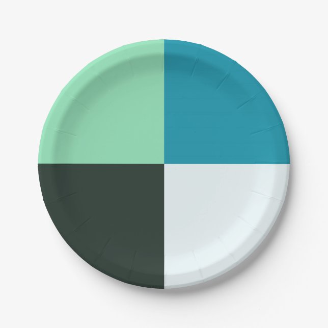 Coal White Aquamarin Green Aqua Türkis Pappteller (Vorderseite)