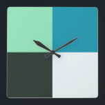 Coal White Aquamarin Green Aqua Türkis Quadratische Wanduhr<br><div class="desc">... ... ... ... ... ... ... .</div>