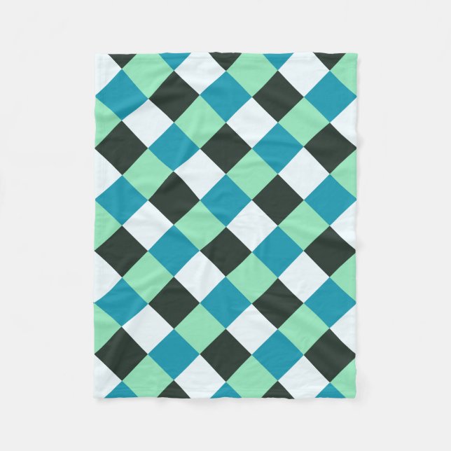 Coal White Aquamarin Green Blue Aqua Türkisch Kari Fleecedecke (Vorderseite)