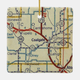 Coalgate OK Retro Map Keramikornament