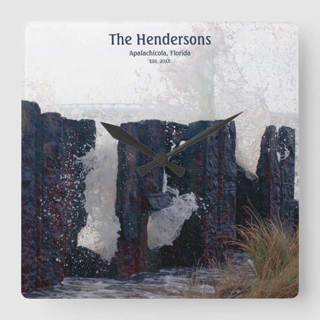 Coast Beach Custom Family NameWall Uhr (Vorderseite)