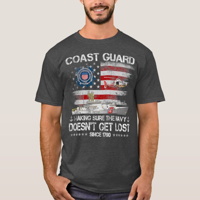 Coast Guard Veteran Tshirt USCG American Flag (Vorderseite)
