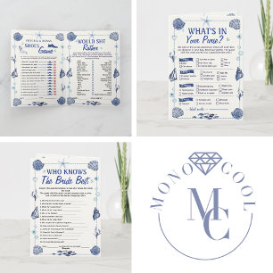 Coastal All I Sea Is Love Braut- Dusche 4 Spiele Einladung