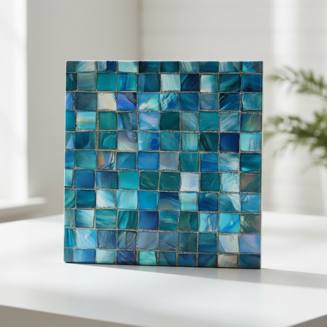 Coastal Aqua Blue Glass Mosaic Fliese (Von Creator hochgeladen)