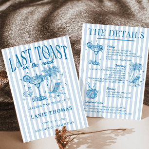 Coastal Bachelorette Cocktail Party Blau Einladung