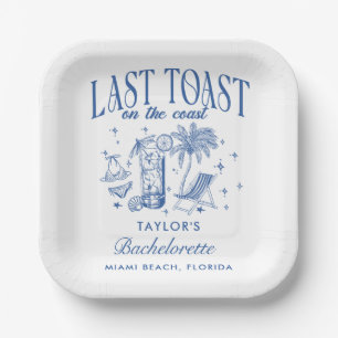 Coastal Bachelorette Modernes Cocktail Party Blau Pappteller