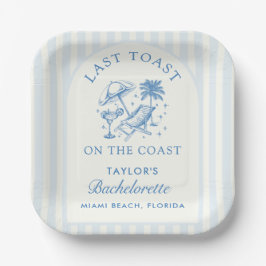 Coastal Bachelorette Modernes Cocktail Party Blau Pappteller