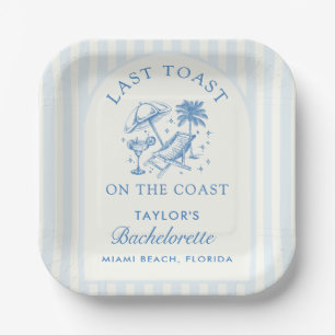 Coastal Bachelorette Modernes Cocktail Party Blau Pappteller