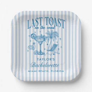 Coastal Bachelorette Modernes Cocktail Party Blau Pappteller