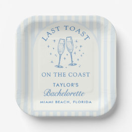 Coastal Bachelorette Modernes Cocktail Party Blau Pappteller