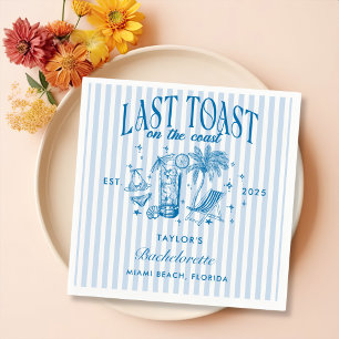 Coastal Bachelorette Modernes Cocktail Party Blau Serviette