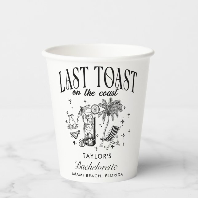 Coastal Bachelorette Modernes Cocktail Party Schwa Pappbecher (Vorderseite)