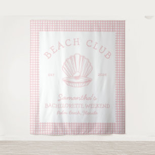 Coastal Bachelorette rosa Strandclub Wandteppich
