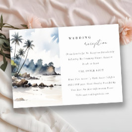 Coastal Bali Beach Palm Tree Hochzeitsempfang Begleitkarte
