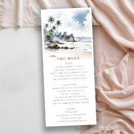 Coastal Bali Beach Palm Tree Wedding Menü Card Einladung