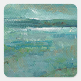 Coastal Beach Abstrakt Ocean Malerei Quadratischer Aufkleber