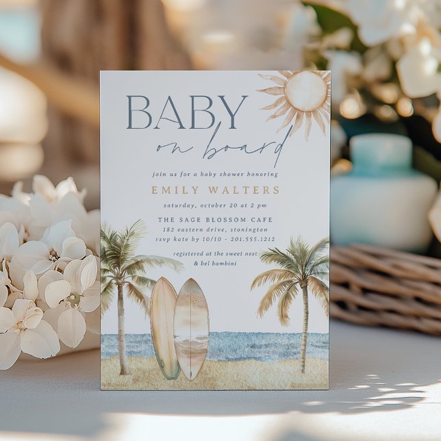Coastal Beach "Baby an Bord" Surfer Baby Dusche Einladung (Von Creator hochgeladen)