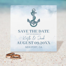 Coastal Beach Blue Nautical Wedding rettet das Dat