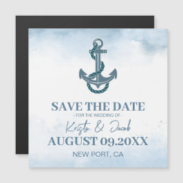 Coastal Beach Blue Nautical Wedding rettet das Dat Magnetkarte