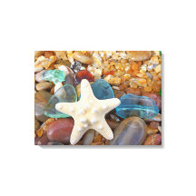 Coastal Beach Blue Sea Glass Art Prints Leinwand