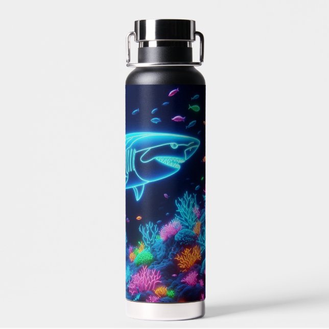 Coastal/Beach bunter Neonhai Trinkflasche (Rückseite)