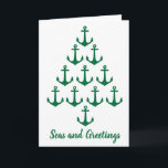 Coastal Beach Christmas Nautical Anchor Tree Feiertagskarte<br><div class="desc">Coastal beach Christmas tree made with anchors. It is currently green,  however you can change it to another color such as navy blue. Click on the Customize button,  then use the background color - Palette to select another color.</div>