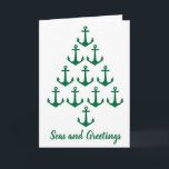 Coastal Beach Christmas Nautical Anchor Tree Feiertagskarte<br><div class="desc">Coastal beach Christmas tree made with anchors. It is currently green,  however you can change it to another color such as navy blue. Click on the Customize button,  then use the background color - Palette to select another color.</div>